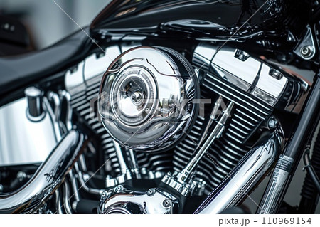 Close-up of shiny motorcycle engine 110969154