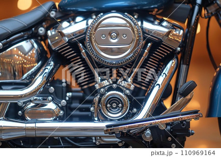 Close-up of shiny motorcycle engine 110969164