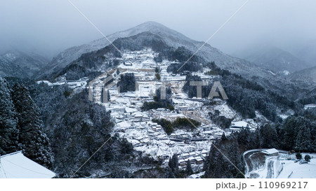 徳島県三好市祖谷の落合集落の雪景色 徳島県三好市祖谷の落合集落の雪景色 110969217