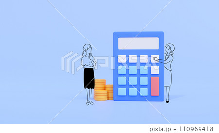 Mixed 2D 3D|見積りを作成する2人の会社員女性 Mixed 2D 3D|見積りを作成する2人の会社員女性 110969418