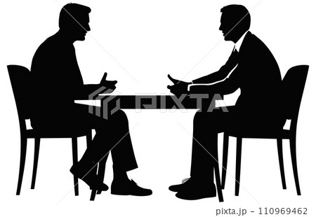Journalists are interviewing silhouette,Press conference of reporters,Silhouette of interviewing Journalists. 110969462