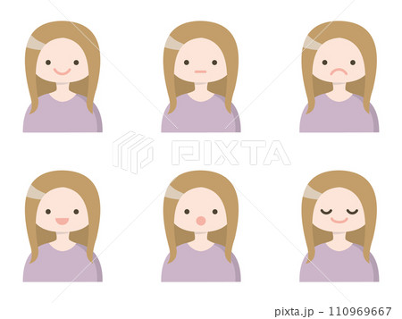 色々な表情の女の子のイラストセット 110969667