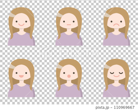 色々な表情の女の子のイラストセット 110969667