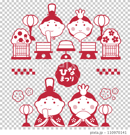 Hinamatsuri Simple and cute illustration set Hinamatsuri Simple and cute illustration set 110970141