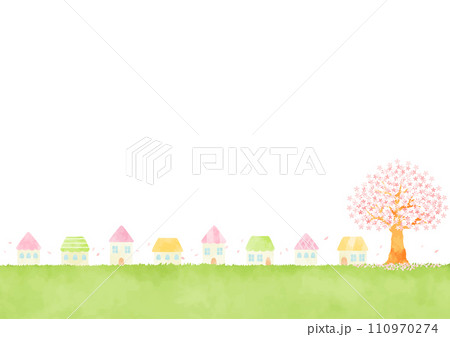 かわいい春の町並みイラスト 110970274