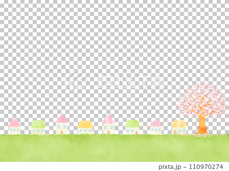 Cute spring townscape illustration Cute spring townscape illustration 110970274