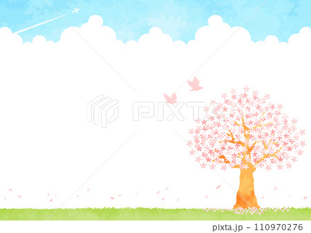 青空と桜のある風景 110970276