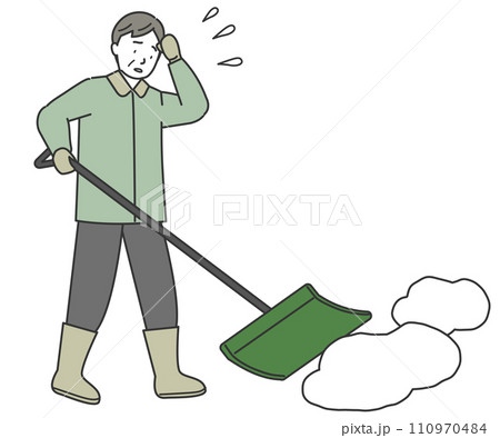 スコップを持って雪かきをするシニア男性 スコップを持って雪かきをするシニア男性 110970484