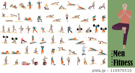 Senior men fitness full body workout 110970510