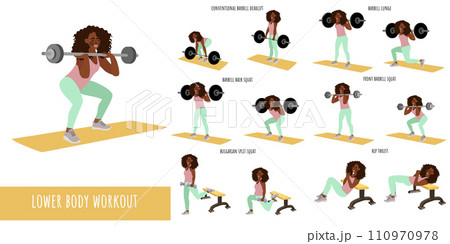 Healthy woman doing lower body workout Healthy woman doing lower body workout 110970978