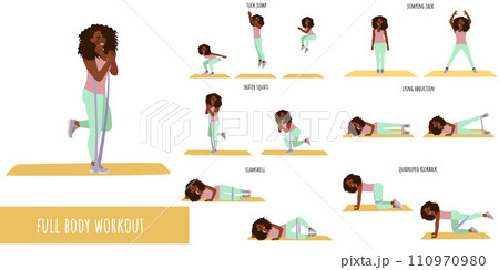 Healthy woman doing full body workout 110970980