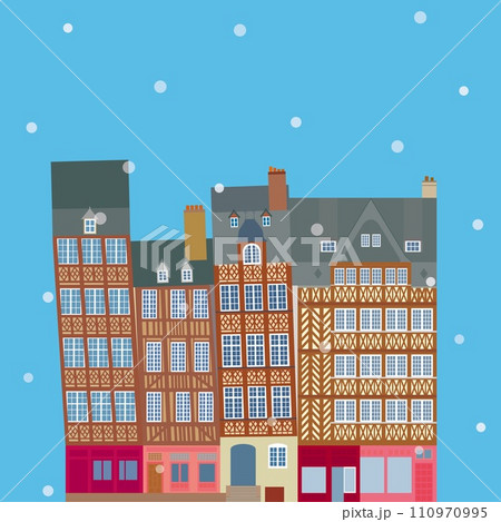 レンヌ rennes ブルターニュ bretagne フランス france 雪景色 レンヌ rennes ブルターニュ bretagne フランス france 雪景色 110970995