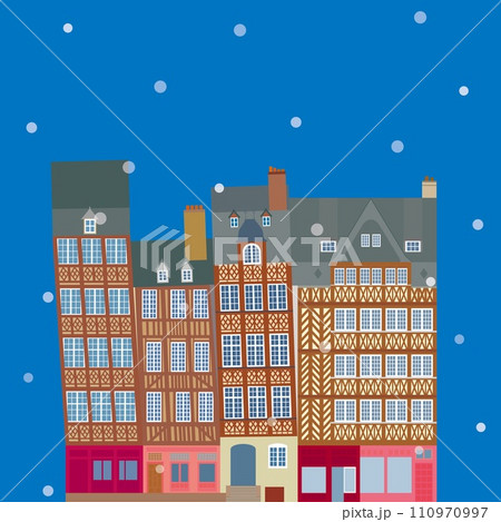 レンヌ　rennes　ブルターニュ　bretagne　フランス　france　雪景色 110970997