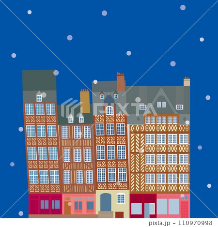 レンヌ rennes ブルターニュ bretagne フランス france 雪景色 レンヌ rennes ブルターニュ bretagne フランス france 雪景色 110970998