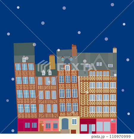 レンヌ　rennes　ブルターニュ　bretagne　フランス　france　雪景色 110970999