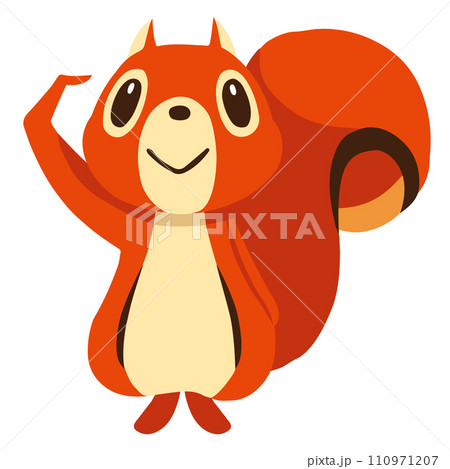 手描きのかわいいリスキャラクター3　(了解敬礼ポーズ) 110971207