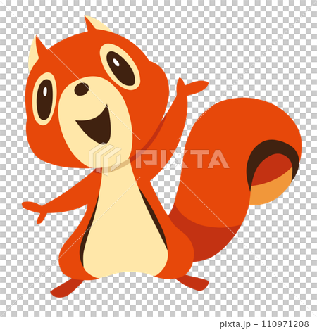 手描きのかわいいリスキャラクター4 (片手を上げる) 手描きのかわいいリスキャラクター4 (片手を上げる) 110971208