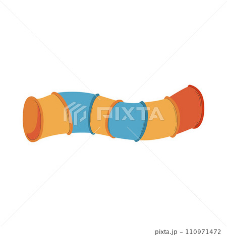 A folding tunnel for pets. An interactive toy for cats and puppies. A flat vector illustration isolated on a white background. A folding tunnel for pets. An interactive toy for cats and puppies. A flat vector illustration isolated on a white background. 110971472
