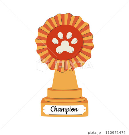 An award-winning statuette for a pet show or exhibition. Flat vector illustration isolated on a white background An award-winning statuette for a pet show or exhibition. Flat vector illustration isolated on a white background 110971473