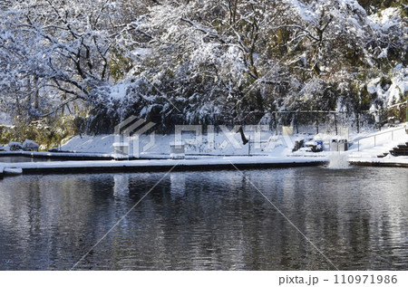釣り堀の雪景色 釣り堀の雪景色 110971986