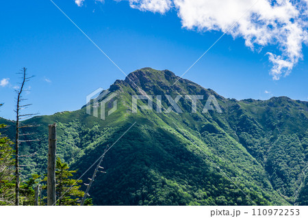静岡県の日本百名山塩見岳登山 塩見岳の西峰 静岡県の日本百名山塩見岳登山 塩見岳の西峰 110972253