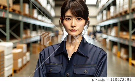 倉庫で働く女性作業者のイラスト素材 [110972393] - PIXTA
