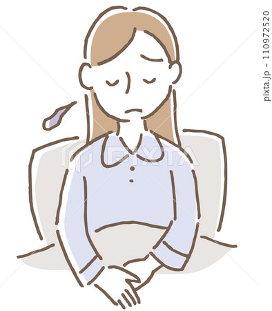 ベッドで落ち込む女性 ベッドで落ち込む女性 110972520