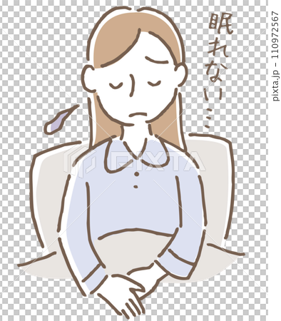 ベッドで落ち込む女性 ベッドで落ち込む女性 110972567