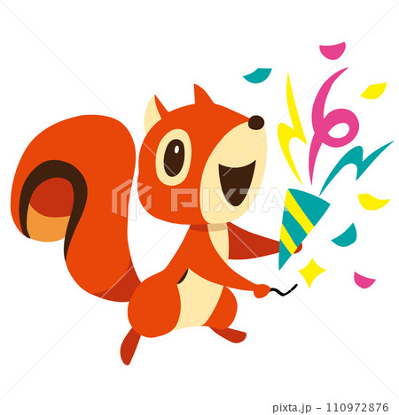 手描きのかわいいリスキャラクター10 (クラッカーを鳴らす) 手描きのかわいいリスキャラクター10 (クラッカーを鳴らす) 110972876