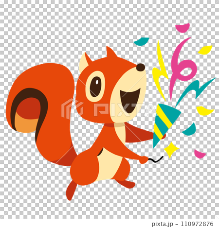 手描きのかわいいリスキャラクター10 (クラッカーを鳴らす) 手描きのかわいいリスキャラクター10 (クラッカーを鳴らす) 110972876