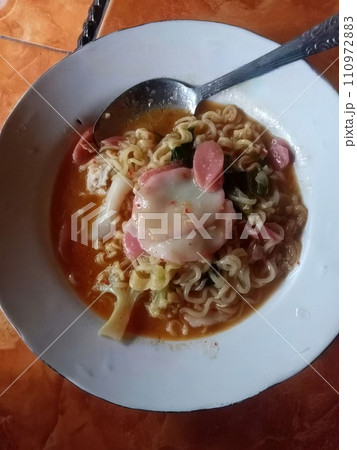 soup with meatballs 110972883