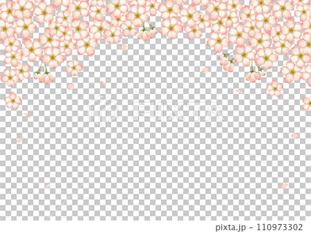 山桜 桜　背景 フレーム　水彩 イラスト 110973302