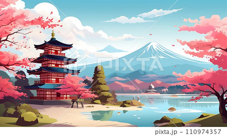日本の象徴的な風景 AI生成 日本の象徴的な風景 AI生成 110974357