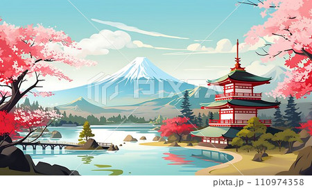 日本の象徴的な風景 AI生成 日本の象徴的な風景 AI生成 110974358
