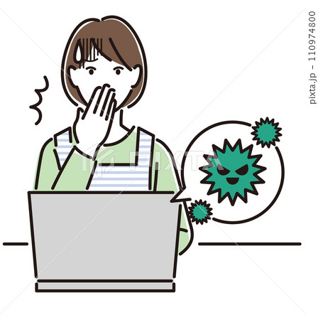 PCのウイルス感染でショックを受ける女性 PCのウイルス感染でショックを受ける女性 110974800