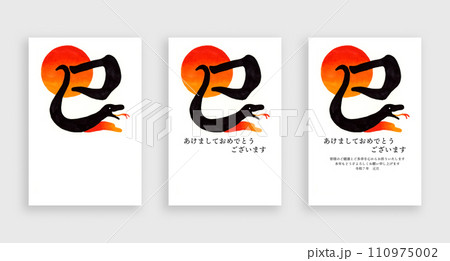 2025年・令和7年 手描きイラストのシンプルな巳年年賀状素材 2025年・令和7年 手描きイラストのシンプルな巳年年賀状素材 110975002