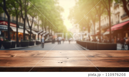 フランス風カフェやレストランのテーブルと眺め French Style cafe AI生成画像 フランス風カフェやレストランのテーブルと眺め French Style cafe AI生成画像 110976208