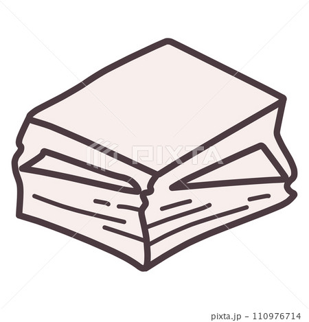 シンプルにデフォルメした手描きの積んである紙のイラスト 110976714