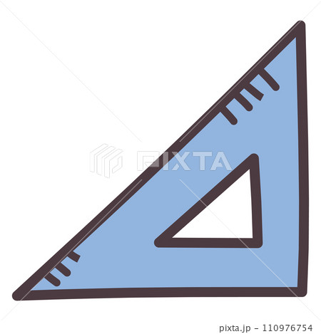 シンプルにデフォルメした手描きの三角定規のイラスト 110976754