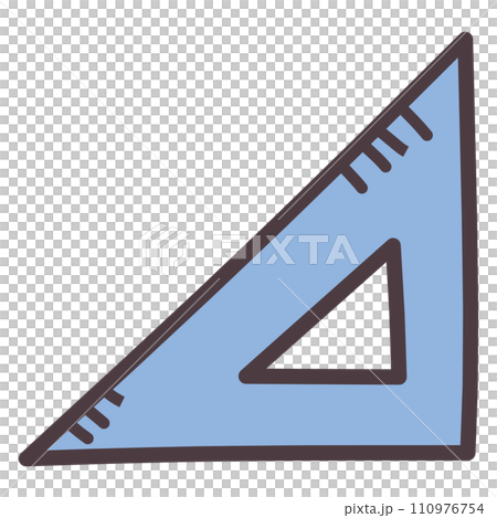 シンプルにデフォルメした手描きの三角定規のイラスト 110976754