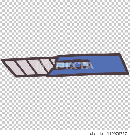 Illustration of a simply deformed hand-drawn cutter knife Illustration of a simply deformed hand-drawn cutter knife 110976757
