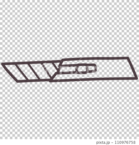 Illustration of a simply deformed hand-drawn cutter knife Illustration of a simply deformed hand-drawn cutter knife 110976758