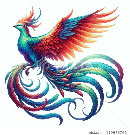 羽を広げた美しい鳳凰のイラスト素材 [110976768] - PIXTA