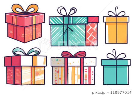 A set of illustrations of gift boxes isolated on a white background 110977014