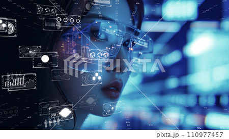 デジタルの世界で成功したビジネスリーダー、DX サイバーセキュリティ、インターネット安全。AI画像 デジタルの世界で成功したビジネスリーダー、DX サイバーセキュリティ、インターネット安全。AI画像 110977457