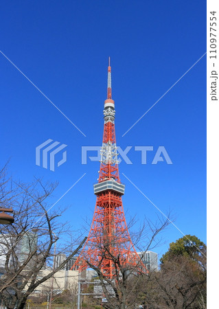 東京タワー 青空にそびえる東京タワー 東京タワー 青空にそびえる東京タワー 110977554