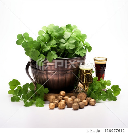 Composition for St. Patrick's Day isolated on white background Composition for St. Patrick's Day isolated on white background 110977612