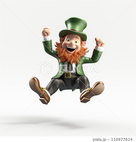 Leprechaun elf toy symbol of St. Patrick's Day isolated on white background. 110977614