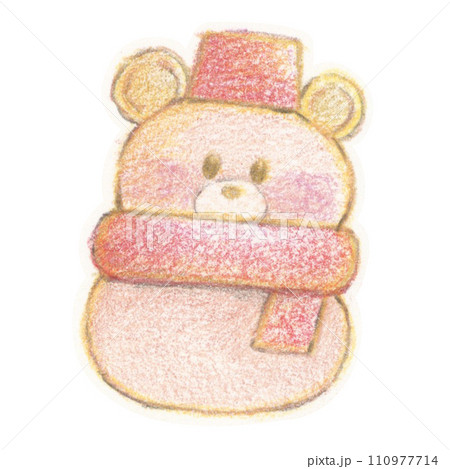 色鉛筆で描いたクマのイラスト 色鉛筆で描いたクマのイラスト 110977714