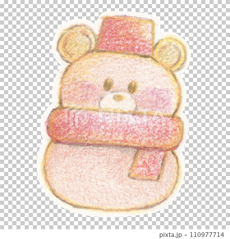 Illustration of a bear drawn with colored pencils 110977714